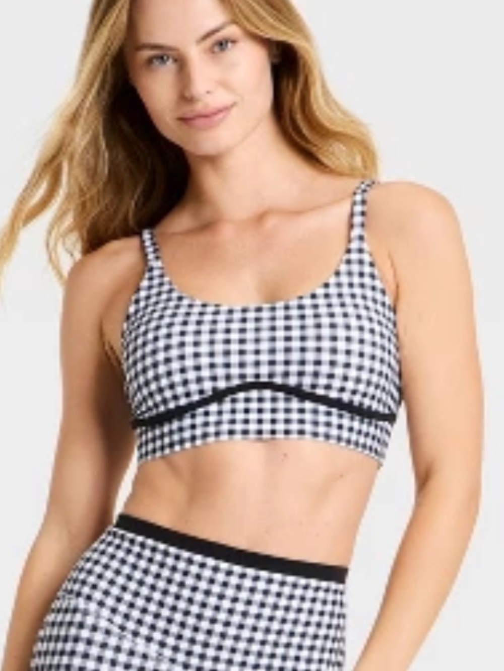 JoyLab black and white gingham sports bra NWT b